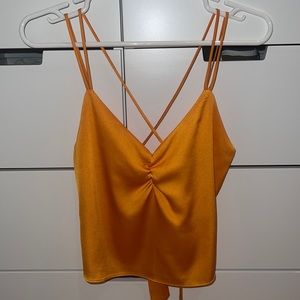 Express satin strappy tie back crop top